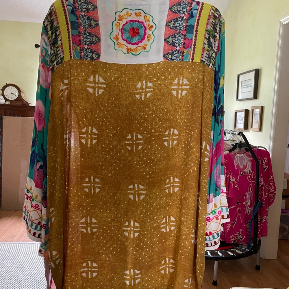 John Mark Colorful Patterned Kimono Cardigan. Boho. size Large. Like new! - Picture 11 of 13